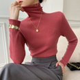 thumbnail image 3 of Suéter de mujer de invierno de cachemira con cuello alto, tejido de punto cálido, camisa lisa informal coreana, suéter de punto de moda, suéter marrón, 3 of 5