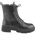 thumbnail image 2 of Women's Fashion Lace Up Combat Boots Side Zipper Chunky Platform Lug Sole Mid Calf Military Fall Winter Riding Ankle Booties, 2 of 5