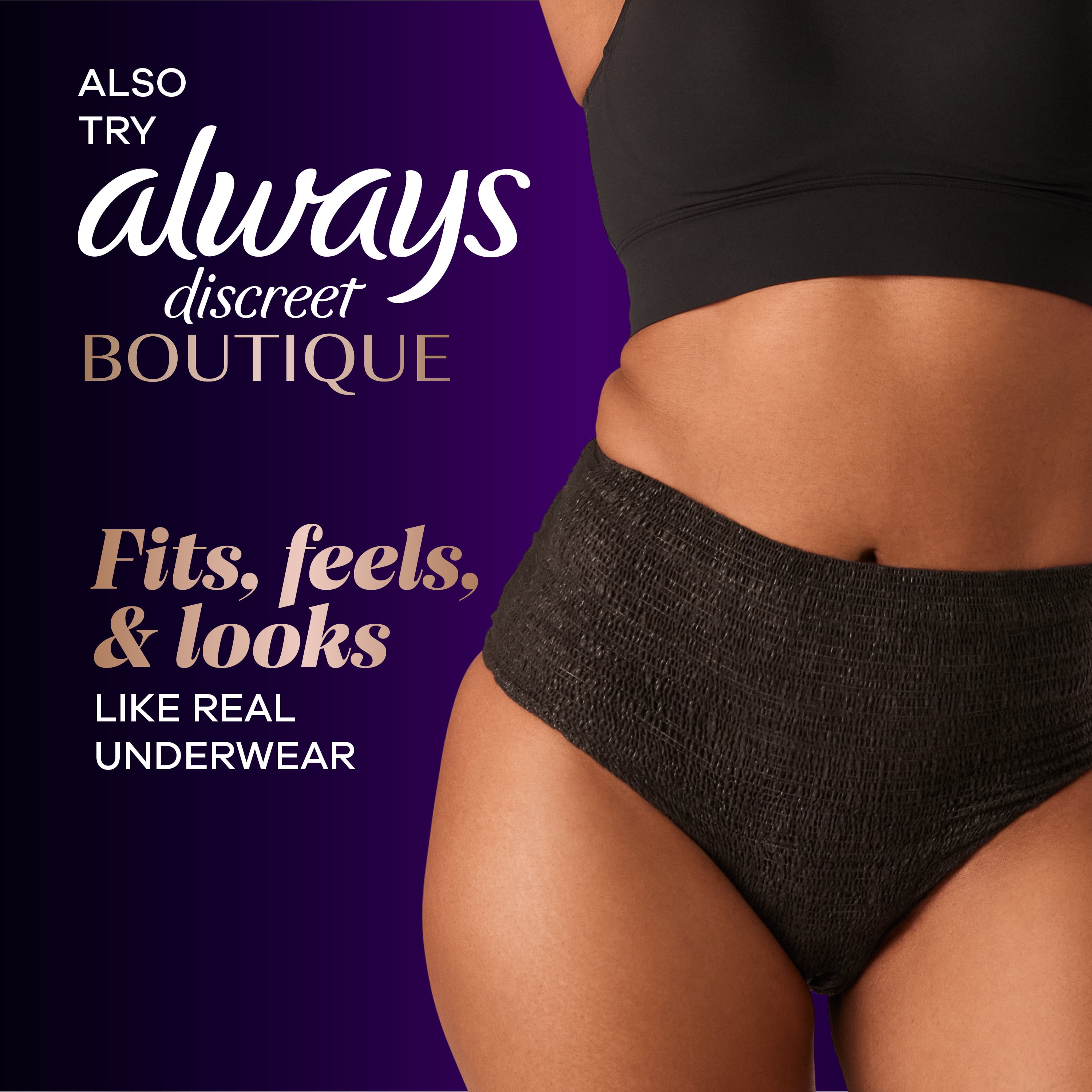 Always Discreet Adult Incontinence Underwear for Women, Size S/M, 42 CT 