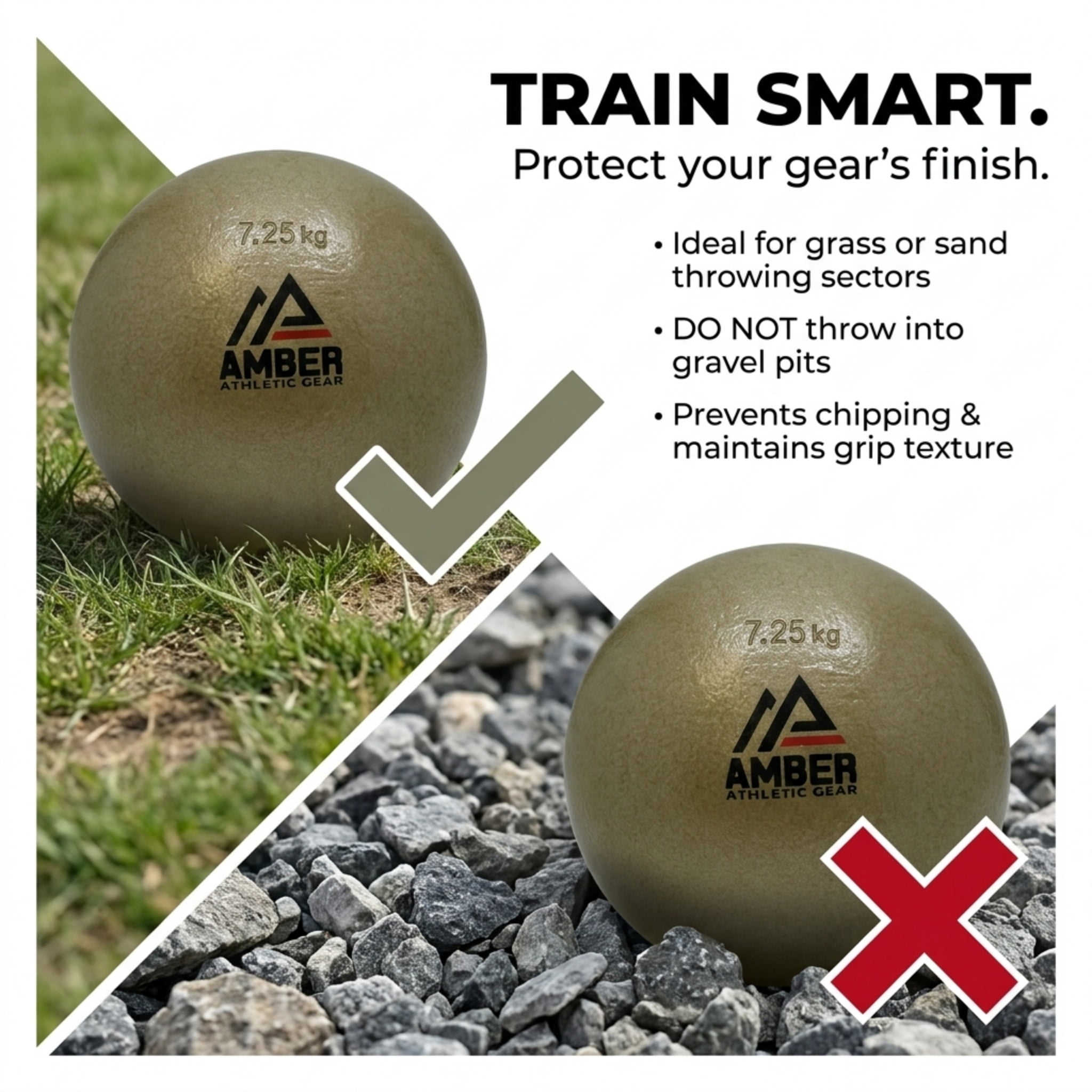Amber Athletic Gear Cast Iron Shot Put Weights 1kg - 7.25kg (2.20lb - 16lb) - Ideal for Track & Field Training - Color May Vary (7.25 kg/16 lbs)