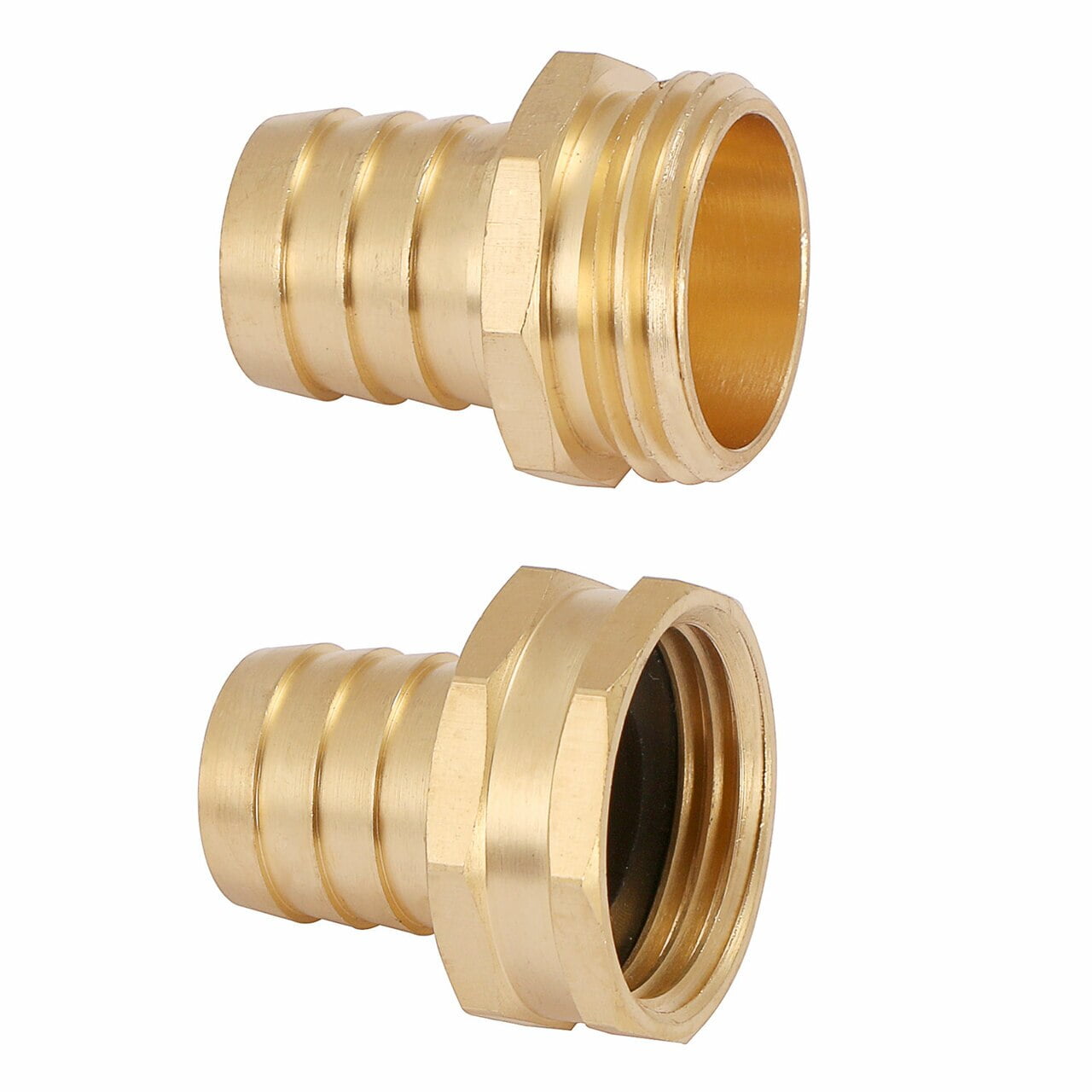 U.S. Solid Garden Hose Quick Connect Repair Fittings Set, 3/4in Brass Male & Female Ends with Clamps