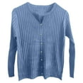 thumbnail image 4 of MIASHUI Cardigan en Tricot Ajusté à Col Rond pour Femme, Chandail Confortable à Manches Longues Uni et Doux pour Femme Bleu,G, 4 of 4