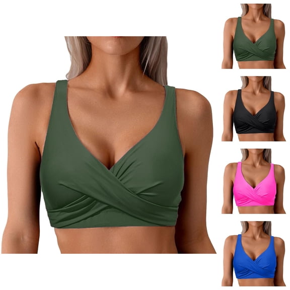 Bikini Tops for Women Twist Front V Neck Bikini Bra Bathing Suits Top Swimsuit Tops Swimwear