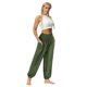 thumbnail image 1 of Pantalones anchos mujer Gibobby Deportes de invierno Fitness Correr Ropa al libre Pantalones de chándal con bolsillos Verdinegro L, 1 of 5