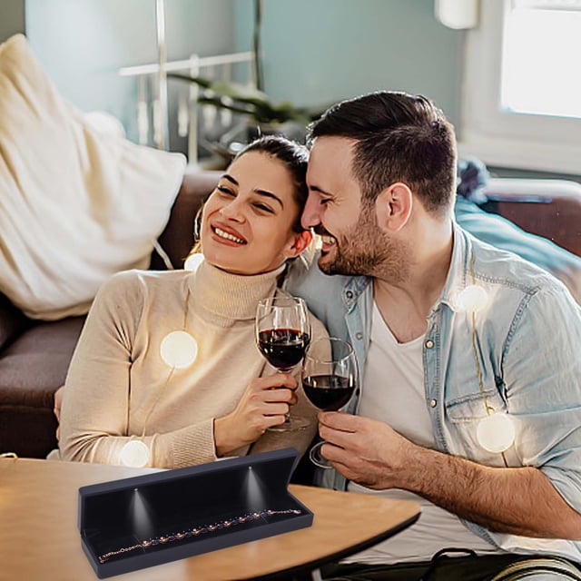 Caja de Anillo Led para Propuesta de Matrimonio, Compromiso, Boda y Aniversario con Luz Led | Estuche de Regalo Interior de Terciopelo Negro para Hombre y Mujer | Regalo de Cumpleaños, San Valentín y