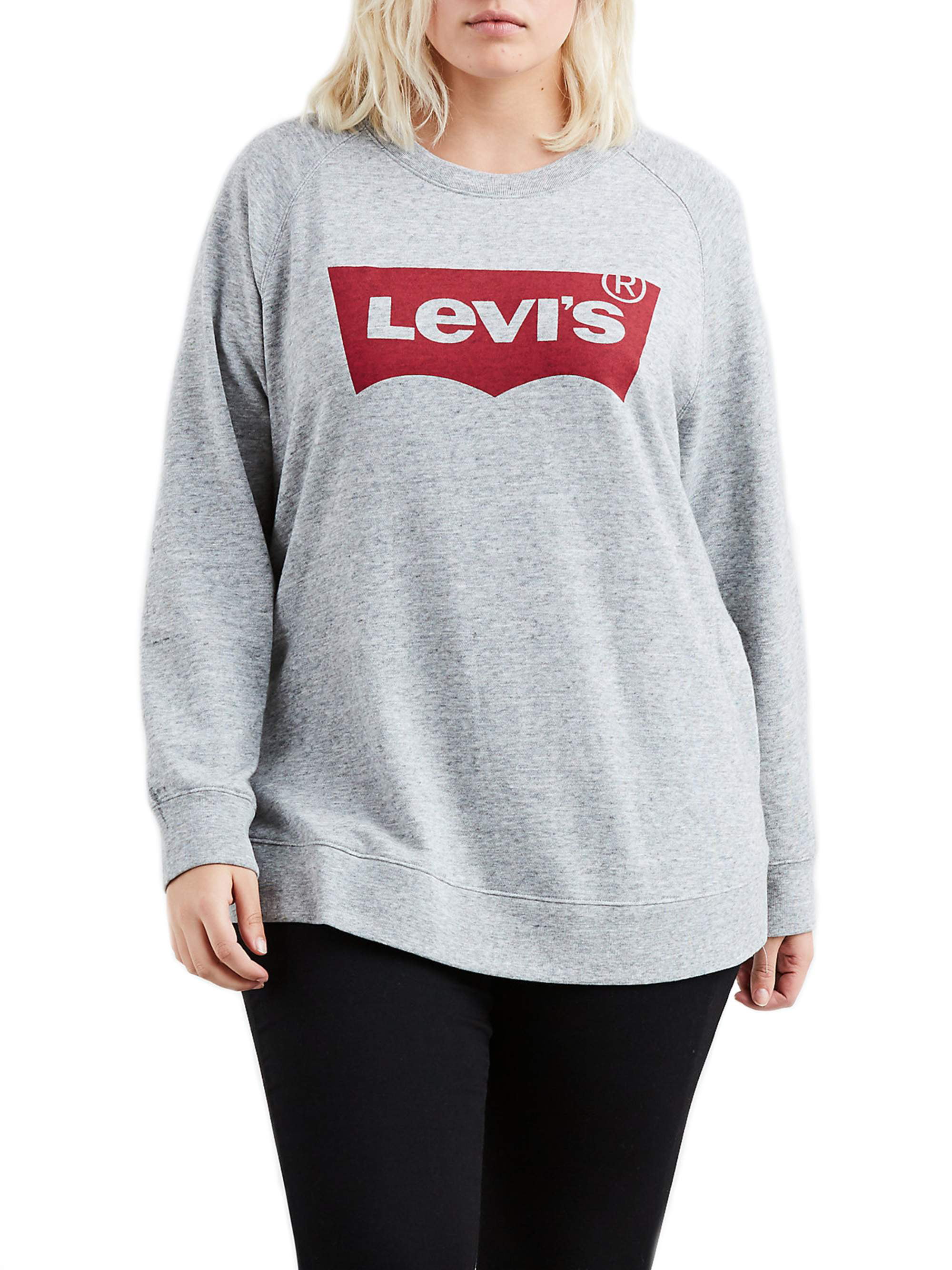 Levi's Women's Plus Size Logo Print Relaxed Long Sleeve Crewneck Pullover  Sweatshirt 