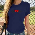 thumbnail image 2 of WREESH Fashion Women's Love Heart T-Shirts Casual Pullover Short Sleeve Graphic Tops Navy, 2 of 5