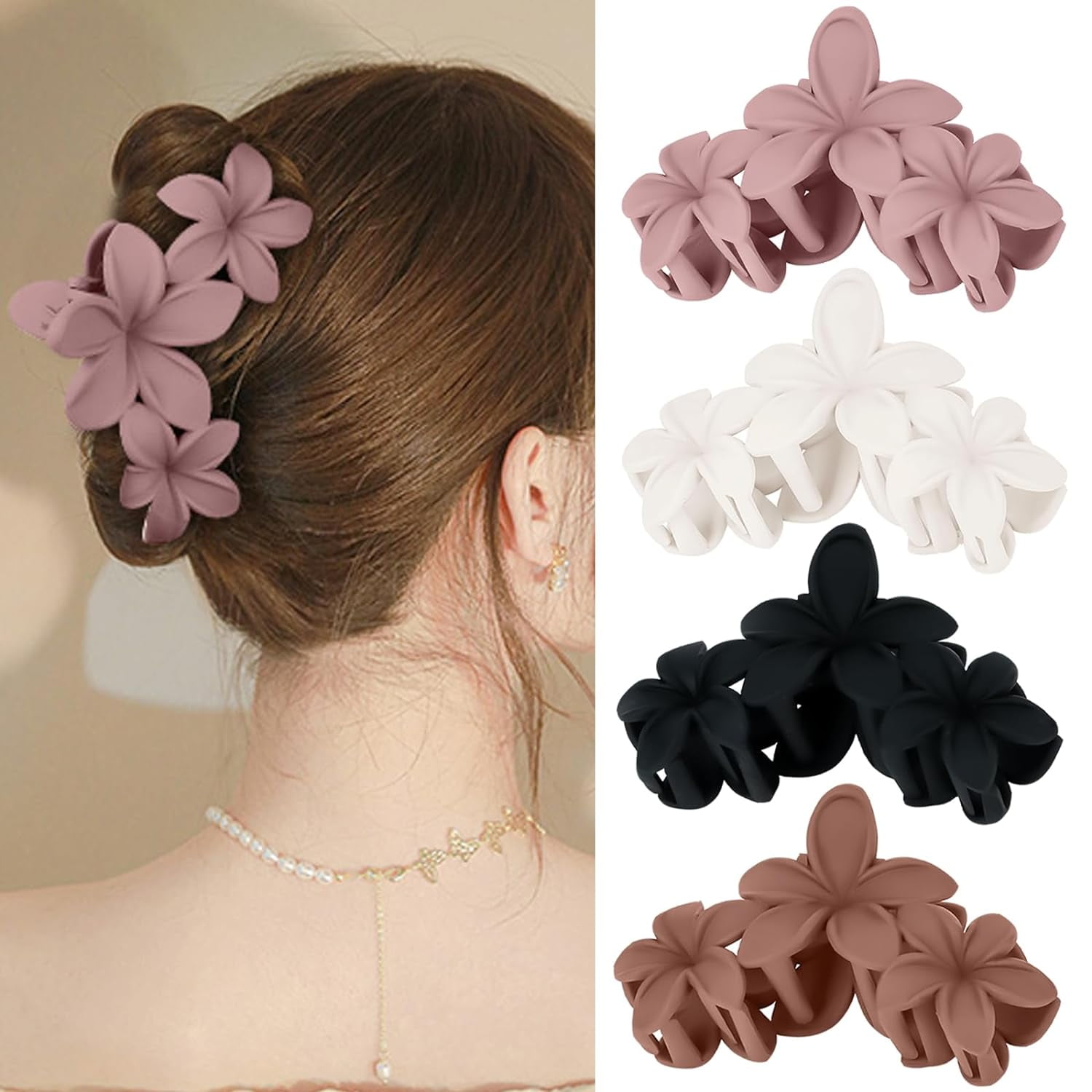 WX 4 Pcs Large Matte Non-Slip Claw Hair Clips for Thick Hair - Strong Hold Jaw Clips and Accessories for Women & Girls