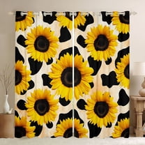 jejeloiu Sunflower Floral Blossom Black Out Curtains,Milk Cow Pattern Curtains Pack of 2 (42x63 Each) For Kids