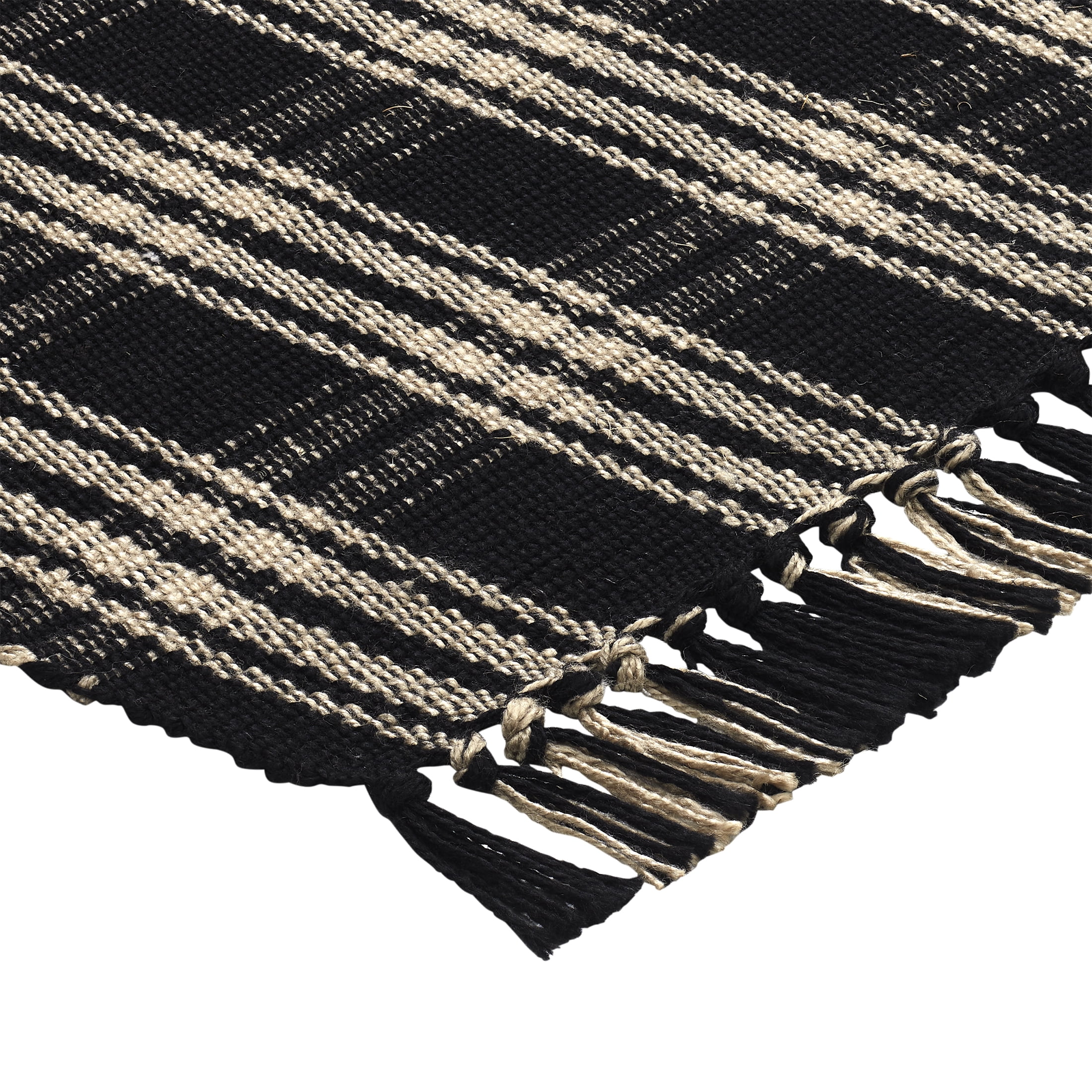 My Texas House Halloween Black Plaid Indoor/Outdoor Layering Rug, 38" x 58"