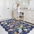 thumbnail image 4 of 4x6 Living Room Area Rugs: Washable Boho Bedside Rug Non-slip Floral Small Low Pile Carpet For Kitchen Bedroom Non-shedding Floor Mat Office Durable High Traffic Area(4x6 Purple), 4 of 7