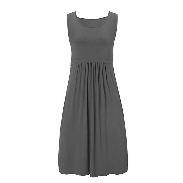 Jacenvly New Sun Dresses for Women 2024 Fashion Solid Breast-Feeding  Pregnant Patchwork Woman Nursing Dress Sleeveless Round-Neck Comfort Fit Linen  Dresses for Women 2024 Dark Gray - Walmart.com