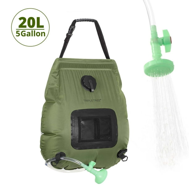 5 Gallons/20L Solar Shower Bag, Portable Heating Camping Shower Bag with Removable Hose and On
