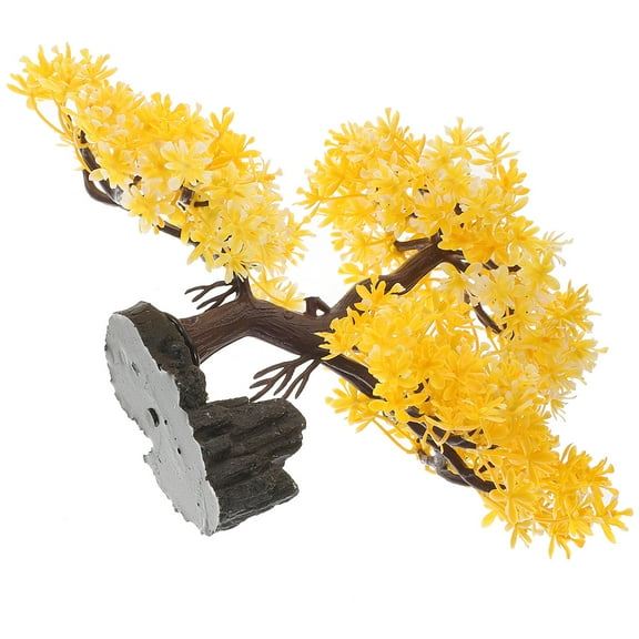Yellow Plastic Aquarium Plant Decoration for Betta Fish Tank Decor Vitality .5 Inches
