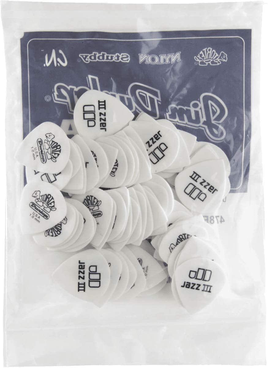 Jim Dunlop 478R1.0 Tortex White Jazz III, 1.0mm, 72/Bag
