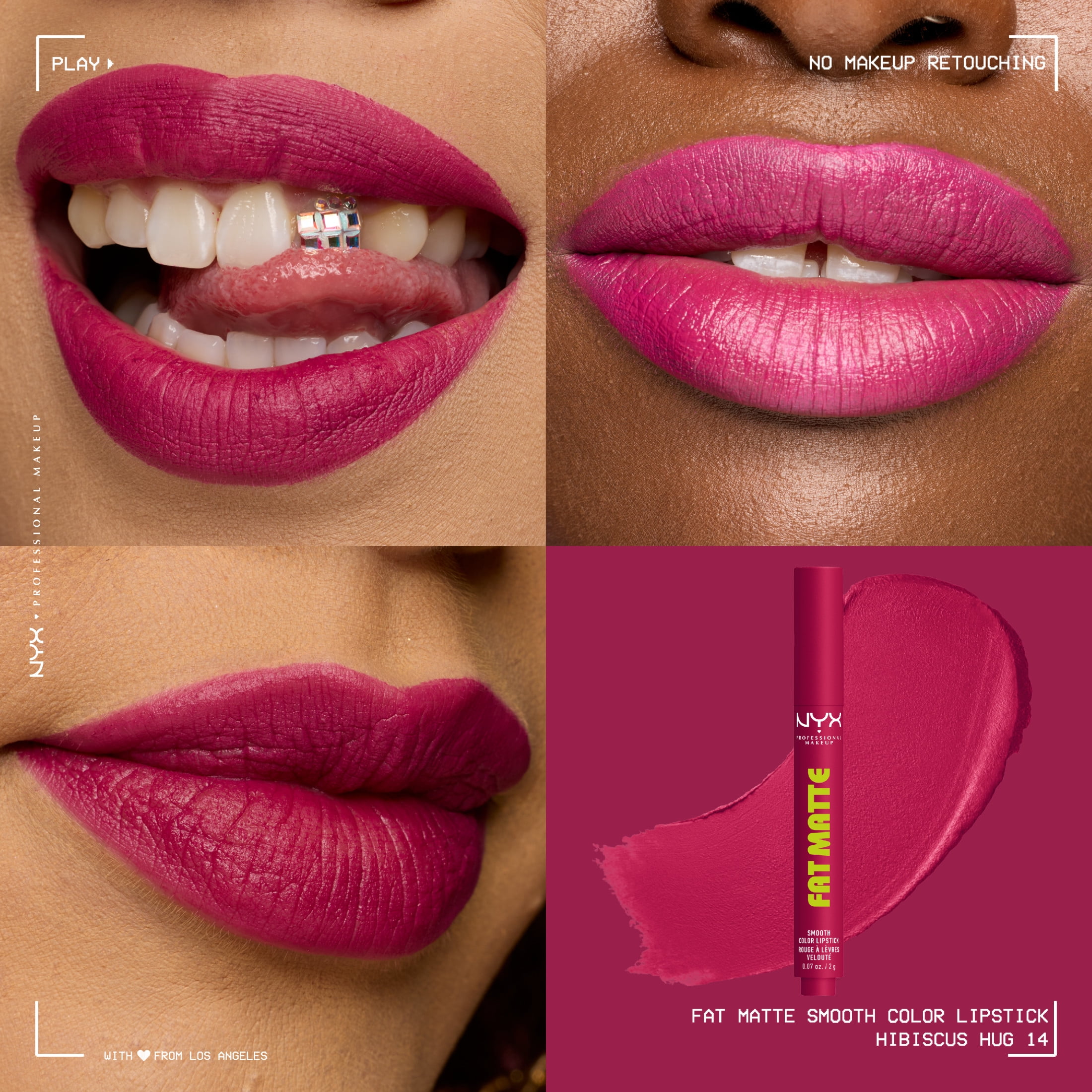 NYX Professional Makeup Fat Matte Lipstick, Smooth Color Long Lasting Lipstick, Hibiscus Hug, 0.07 oz