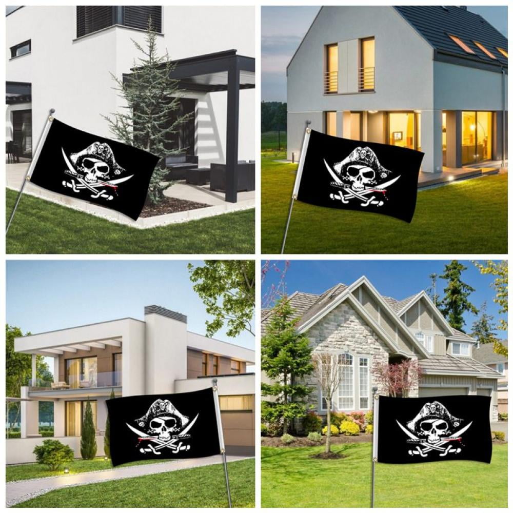 Anley Jolly Roger Flag Pirate Flags 2-Pack 5-ft W x 3-ft H Flag in