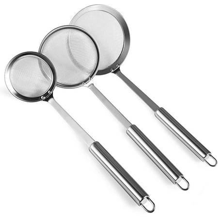 

Happon Set of 3 Hot Pot Fat Skimmer Spoon Stainless Steel Fine Mesh Strainer for Skimming Grease and Foam