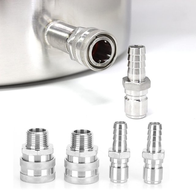 Conector de púas, 4 piezas, rosca G1/2 pulg., conector de elaboración de cerveza casera de acero inoxidable, diseñado para el futuro