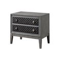 thumbnail image 5 of HomeStock Vibes 29 Inch Nightstand with 2 Faux Leather Upholstered Drawers Gray Wood Finish Painted Silver Accent Frames Square Knobs, 5 of 6