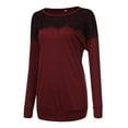 thumbnail image 6 of Azrian Deals Womens Autumn Tops Solid Sexy Long Sleeve Lace Pullover T-Shirt Clearance, 6 of 6
