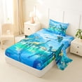 thumbnail image 2 of Feelyou Lake Watercolor Long Neck Dinosaurs Twin Sheet Sets for Boys Girls, Prehistoric Wildlife Bedding, Blue, 3-Piece, 2 of 5