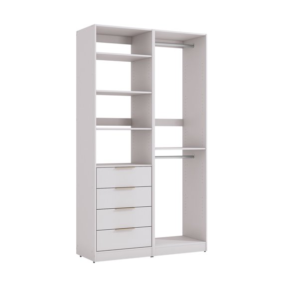 Kappesberg 47.2" Closet System with 4 Drawers and 2 Hanging Rods, White