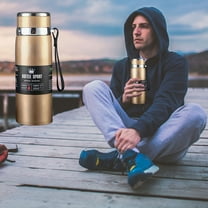 Gnmfd Insulated Travel Mug 34oz, Stainless Steel Vacuum Flask Portable Thermal Bottle with Handle for Outdoor Camping Car Office Gift