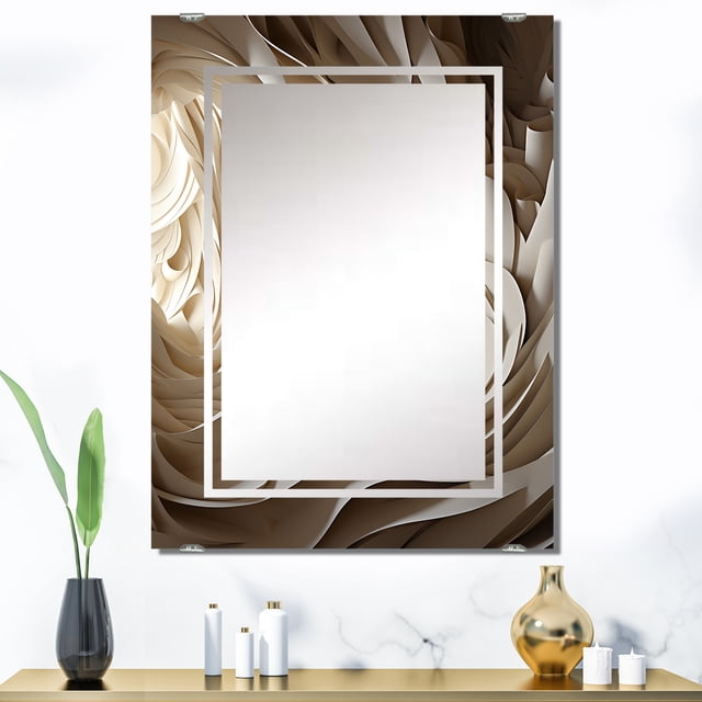 Designart "Feather Spiral in White and Blue IV" Abstract Geometric Oversized Wall Mirror - Modern Abstract Hallway Decorative Wall Mirrors - Multiple Color Options