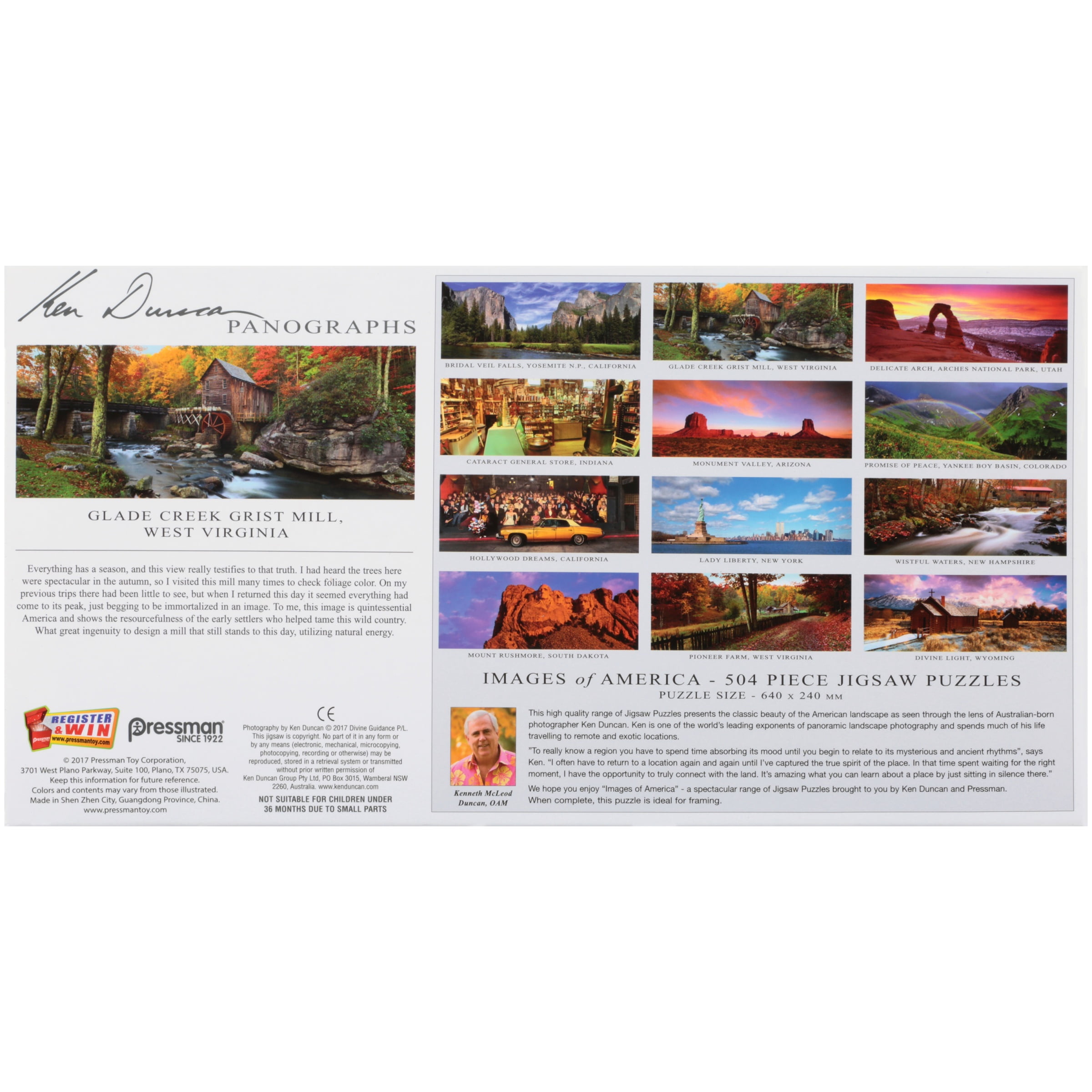 Pressman Toys - Images of America 504 Piece Panoramic Puzzle, Glade Creek Grist Mill