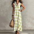 thumbnail image 6 of Achuyrbd Women's Plaid Button Front Sleeveless Dress, Collared Long Maxi Shirt Dress with Pockets, Loose Fit Summer Vacation Outfit, S-2XL, 6 of 7