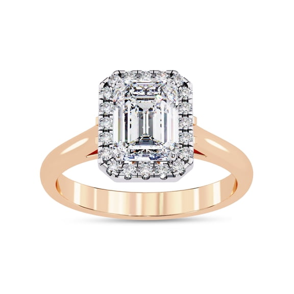 AFFY Halo Solitaire Engagement Rings for Women Center 8.5x6.5mm Radiant and Round Cut Lab Created Moissanite Wedding Anniversary Ring in 10K Solid Rose Gold Size-10