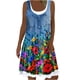 thumbnail image 2 of ICHUANYI Clearance Fashion Women Casual Sexy Round-Neck Floral Printing Fake Two-Piece Sleeveless Dress(Red, XL) ICHUANYI WER2023080700265, 2 of 5