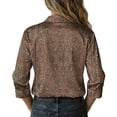 thumbnail image 4 of Endives Women's Long Sleeve Shirt Retro Floral Printed Shirt Satin Button Dwon Shirt Vacation Womens Blouse Spring Outfit Rose Gold, 4 of 7