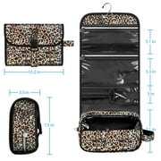 Fintie Portable Toiletry Cosmetic Travel Bag, Large Water Resistant Hanging Makeup Organizer Storage Pouch Case for Women Girls (Leopard)