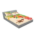 thumbnail image 2 of Ambesonne Nature Fitted Sheet & Pillow Sham Set, Colibri Exotic Tree, Full, Green Red Beige, 2 of 2