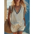 thumbnail image 3 of Bovxnpu Women 2 Piece Loungewear Set Beach Vacation Sweatsuit Tracksuit Set Women's Summer V Neck Short Sleeve Top Pocket Casual Shorts Set Summer Outfits, 3 of 5