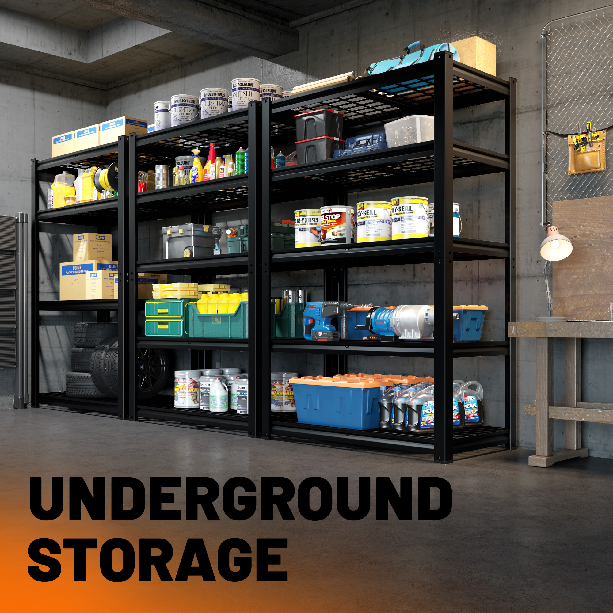 HOKEEPER 5-Tier Heavy-Duty Metal Storage Shelves, 3100 lbs photo 2