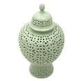 thumbnail image 4 of Red Lantern 25" Carved Temple Jar - Celadon, 4 of 8