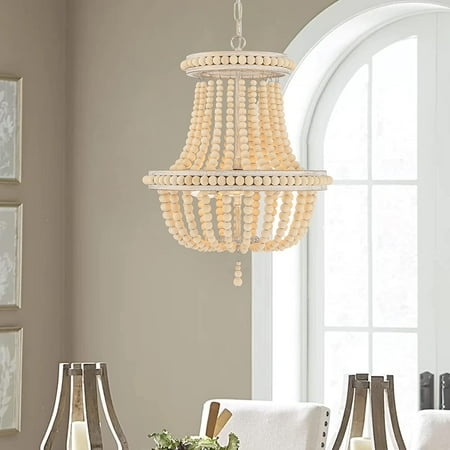 

Vanity Art 3 Light Lantern Empire Chandelier with Beaded Accents | Modern Hanging Lighting Ceiling Lights Fixtures for Dining Room Living Room Bed Room Kitchen SYB3203WO-LT