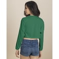 thumbnail image 4 of Moomaya Full Sleeves Boxy Crop Top , Round Neck Cotton T-Shirt Top For Women, 4 of 8