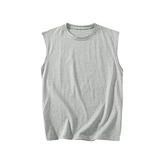 JIUKE Plus Size Tank Tops for Men Casual Summer Sport Basic Tees Sleeveless Solid Color Crew Neck T-Shirts