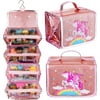 JYPS Doll Storage Organizer & Display Case Compatible with LOL Surprise Dolls All , Pink Unicorn Storage Case Organizer for Dolls, Clear View Hanging&Carrying Case Gifts for Girls(Dolls Not Included)