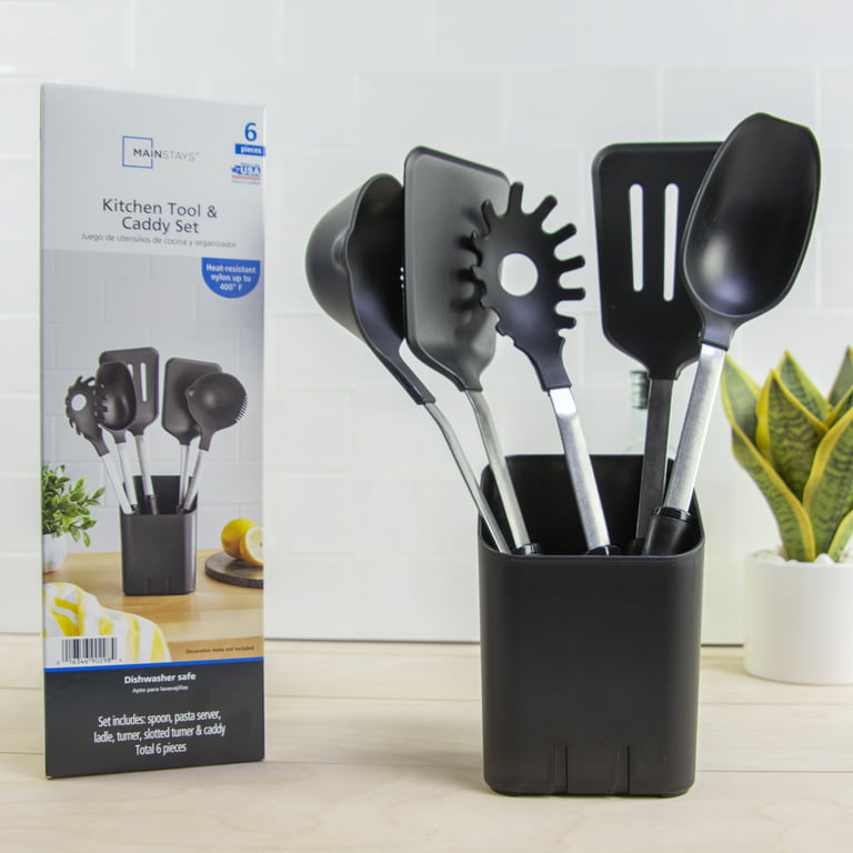 Mainstays 4-Piece Kitchen Utensil Set, Spatula, Slotted Spoon, Ladle and  Pasta Spoon, Stainless Steel