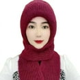 thumbnail image 5 of CoCopeanut 2022 New Fashion Female Winter Knitted Skullies Cold Proof Ear Protection Scarf Warm Girls Beanies Cycling Windproof Hat, 5 of 6