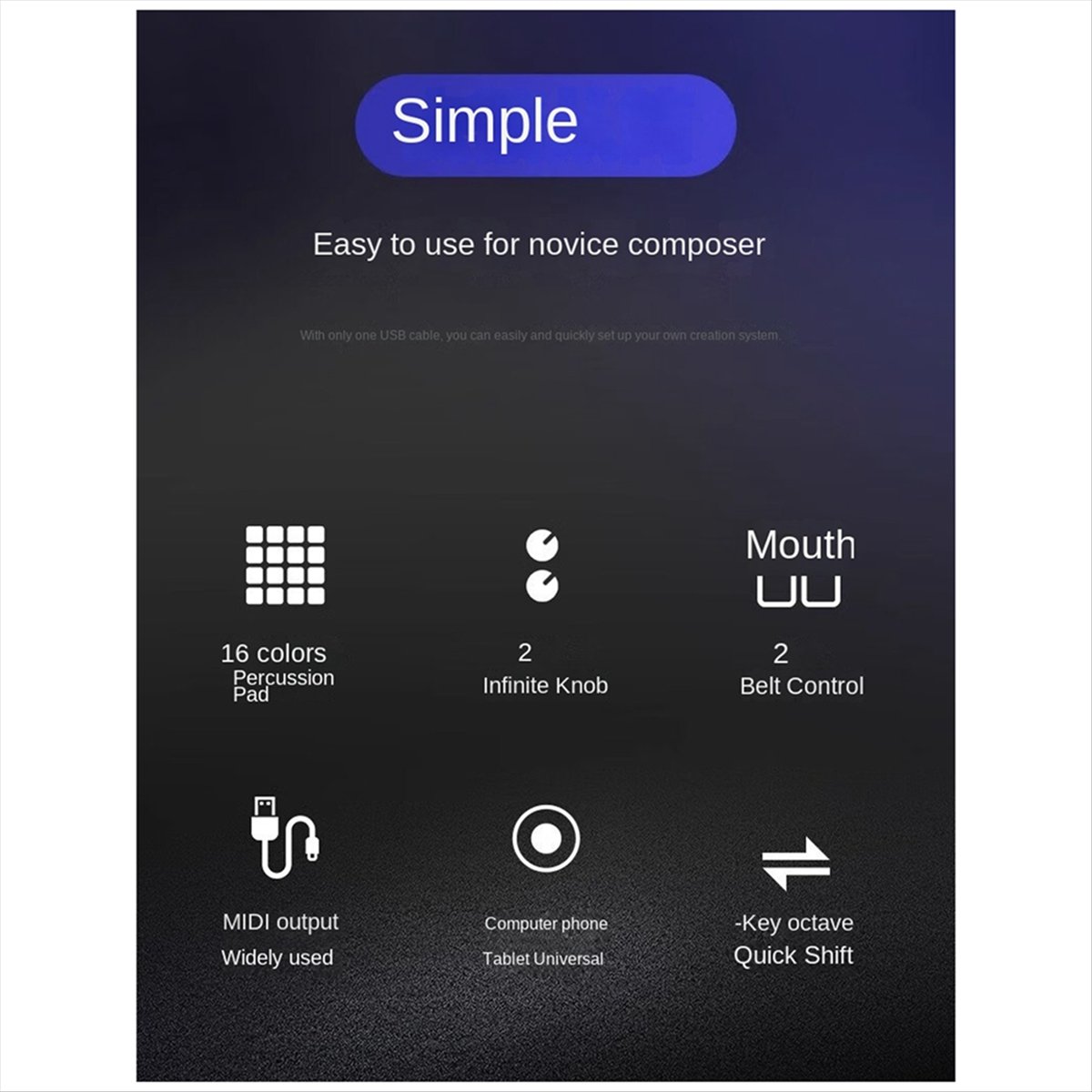 B16 MIDI Keyboard Percussion Pad - for Music Productio DJ Controller Arranger