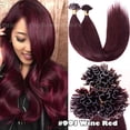 thumbnail image 4 of Benehair U Tip Hair Extensions 0.5g/s U-tip Nail Keratin 100% Real Russian Remy Human Hair Pre Bonded Fusion Glue Stick Tipped Wine Red Hair Extensions 100 Strands 14"-24", 4 of 13