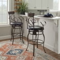 thumbnail image 3 of Powell Big & Tall 30" Indoor Metal Ornate Swivel Bar Stool with Arms, Bronze/Dark Brown Faux Leather, 3 of 13