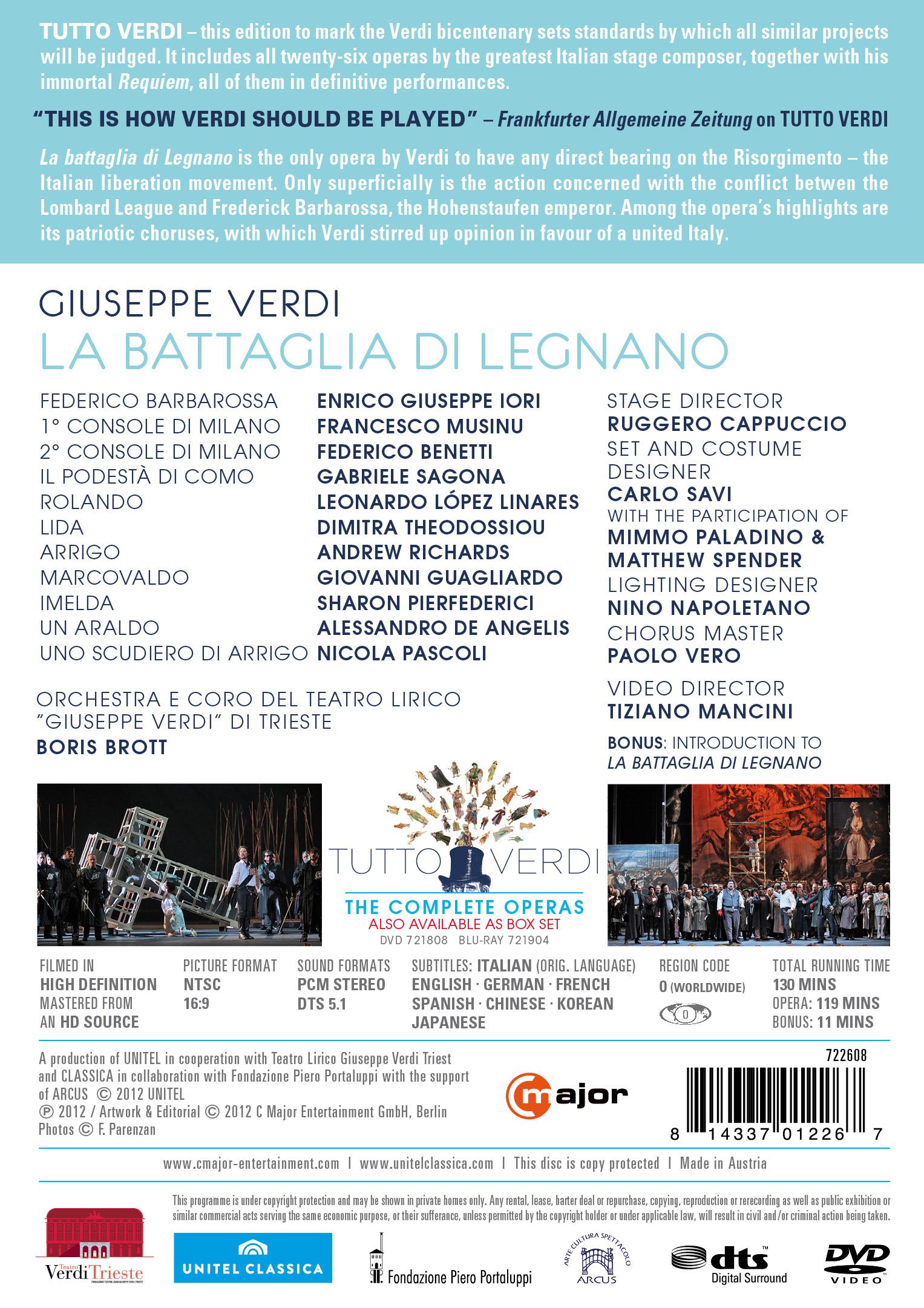 La Battaglia Di Legnano (DVD), C Major, Music & Performance