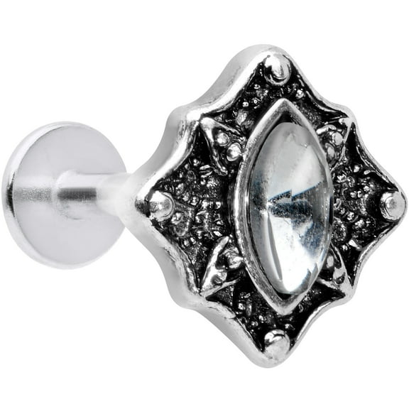 Body Candy Womens 16G Steel Clear Retro Rhombus Labret LipRing Tragus Cartilage Stud 5/16